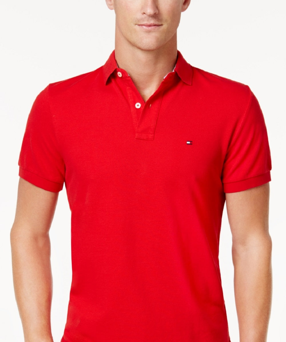 Tommy Hilfiger Classic Fit Ivy Polo Masculino Vermelho Tamanho Grande