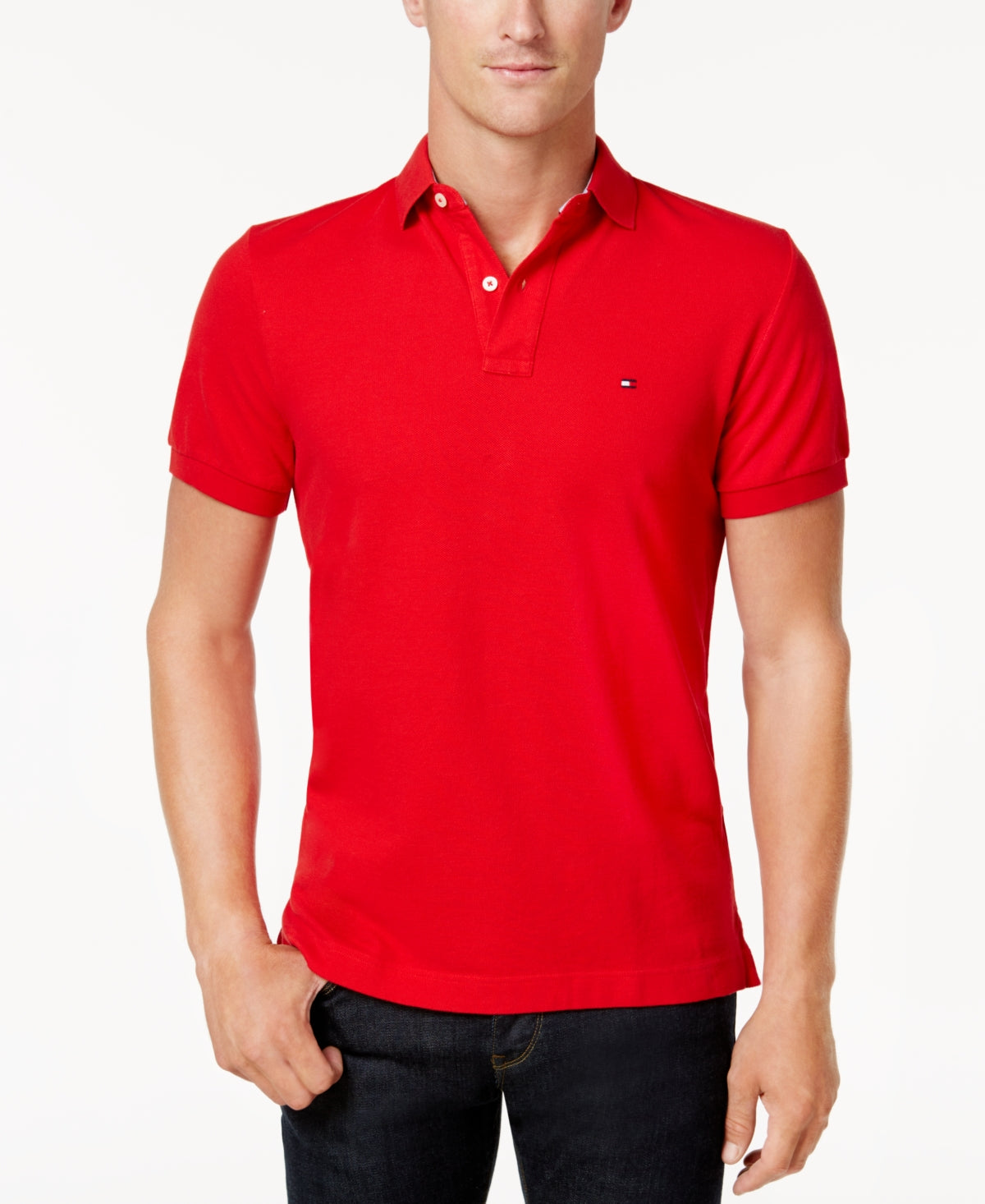 Tommy Hilfiger Classic Fit Ivy Polo Masculino Vermelho Tamanho Grande