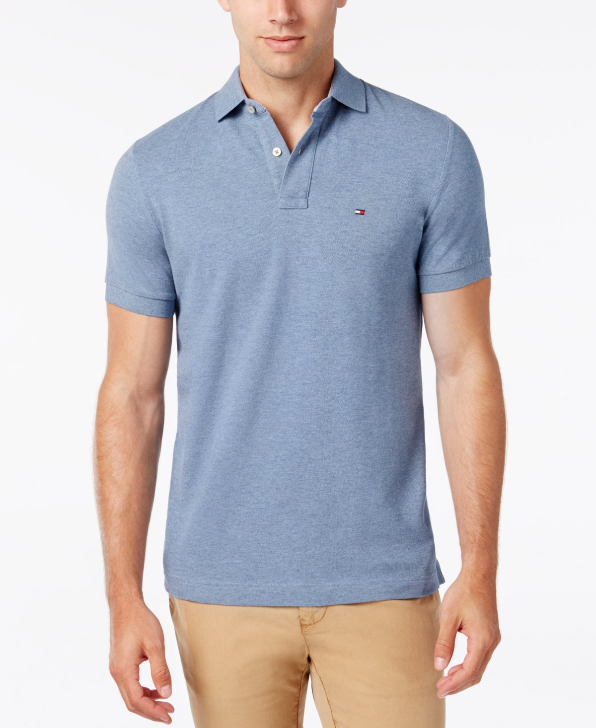 Tommy Hilfiger Polo Ivy Masculino Custom-Fit Azul Tamanho Grande