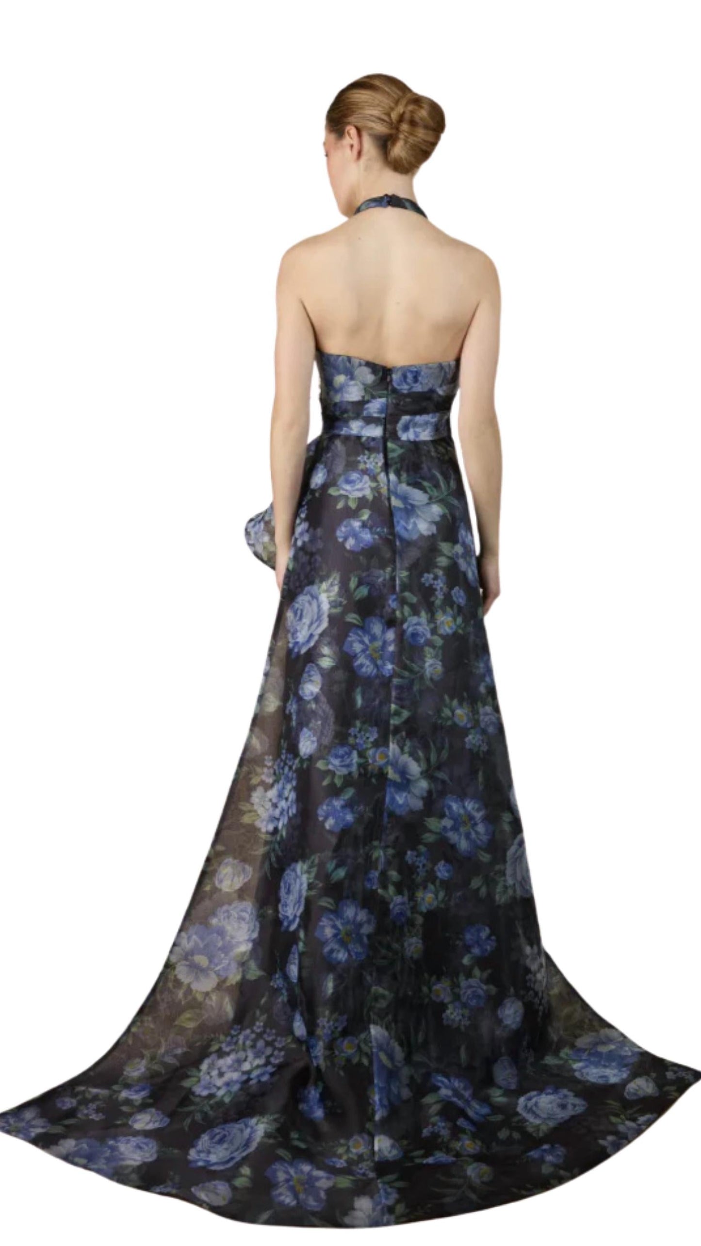 Janique - Organza Collar Halter Gown