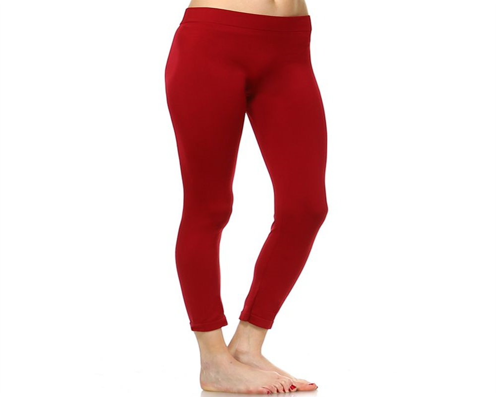 Leggings femininas sólidas White Mark, tamanho regular, vermelhas