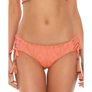 BECCA Women's Navy Blue Wanderlust Crochet Lace-Up Hipster Bikini Bottoms