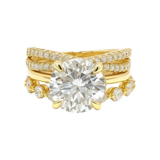 Allyanna Gifts - Women's Round Brilliant Cut Moissanite Ring - 3 Piece Set