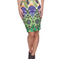 Saia lápis feminina com estampa paisley colorida White Mark, verde, tamanho grande
