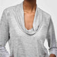 Joseph Ribkoff - Foiled Knit Cowl Neck 3/4 Sleeve Top