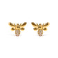 10K Yellow Gold Diamond Accented Bumble Bee Stud Earring (H-I Color, I1-I2 Clarity)