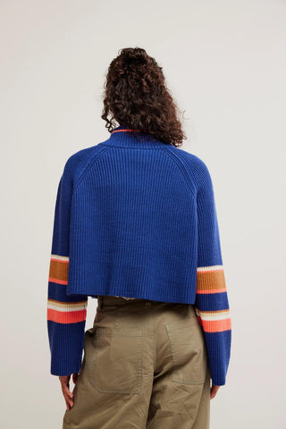 Free People - Suéter listrado Greta com meio zíper