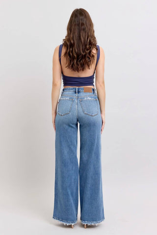 Judy Blue - Calça Jeans Retro de Cintura Alta e Ajuste Largo