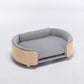Scandinavian Style Elevated Dog Bed Pet Sofa Velvet Cushion Mid Size Light Grey