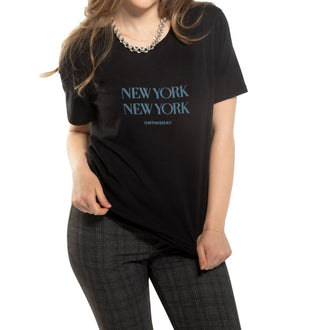 Neste dia - Camiseta de malha com manga curta e estampa gráfica "New York New York"