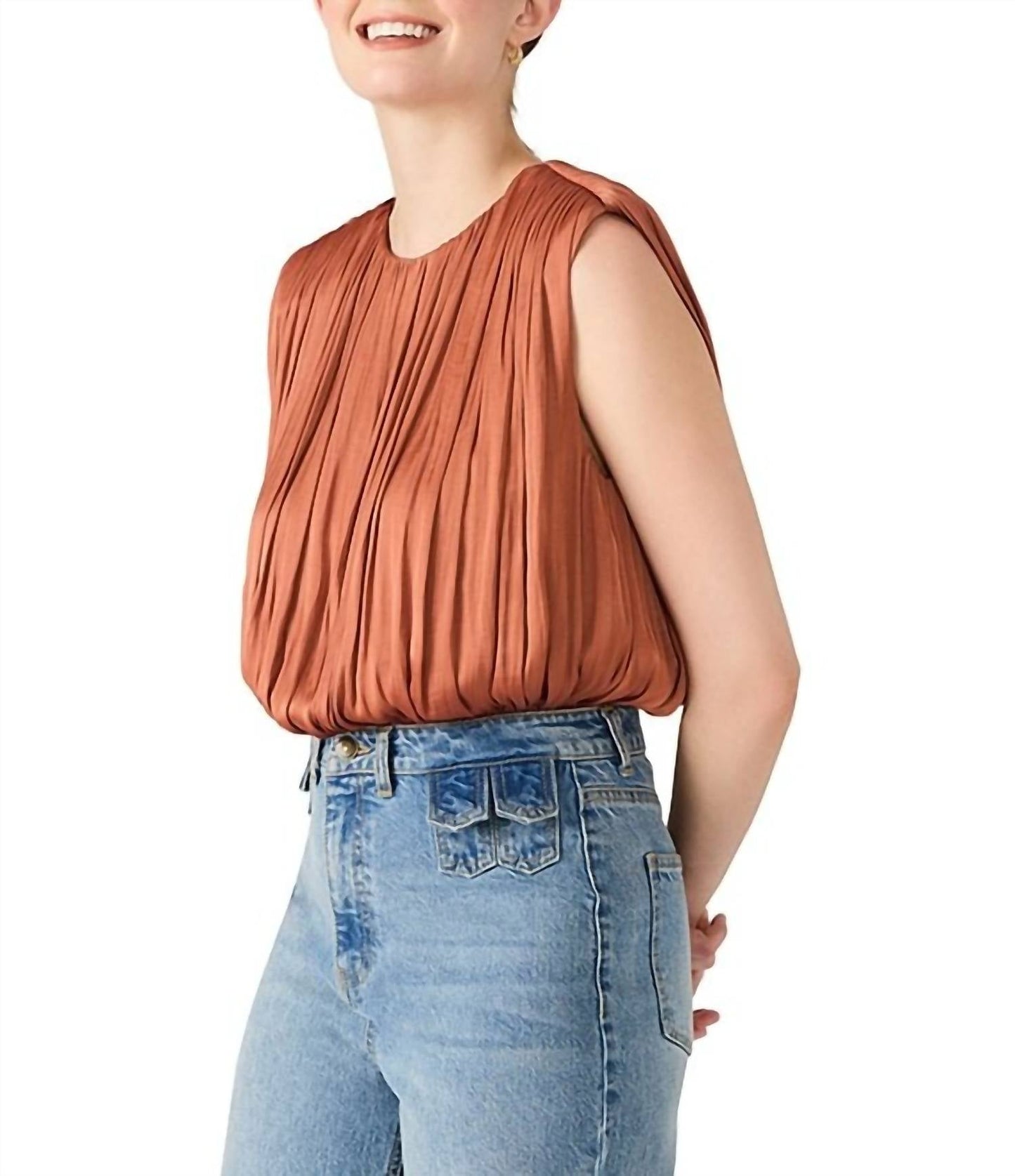 Steve Madden - Milana Satin Bubble Top With Shoulder Pads