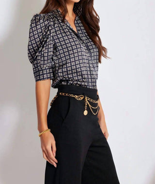 Bishop + Young - Heritage Print Quarter Ruched Sleeve Top