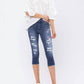 Judy Blue - Mid-rise Contrast Patch Skinny Capri Jeans
