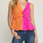 Entro - Twist Front Color Block Top