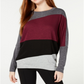 Blusa feminina BCX com estampa de blocos de cores e manga dolman, cinza/vinho, tamanho pequeno