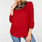 Blusa BCX Junior com manga franzida e cachecol estampado, marrom, tamanho grande