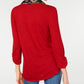 Blusa BCX Junior com manga franzida e cachecol estampado, marrom, tamanho grande
