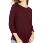 Blusa suéter BCX Junior com botões laterais, vinho, tamanho médio