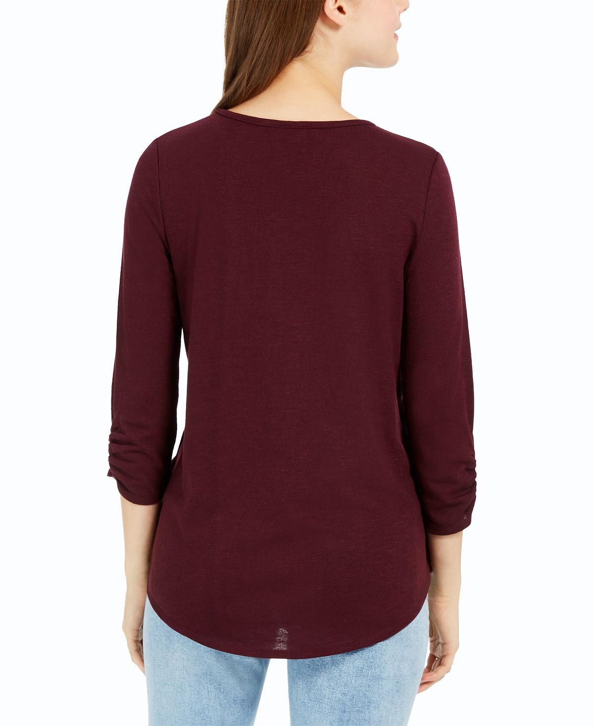 Blusa suéter BCX Junior com botões laterais, vinho, tamanho médio