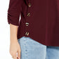 Blusa suéter BCX Junior com botões laterais, vinho, tamanho médio