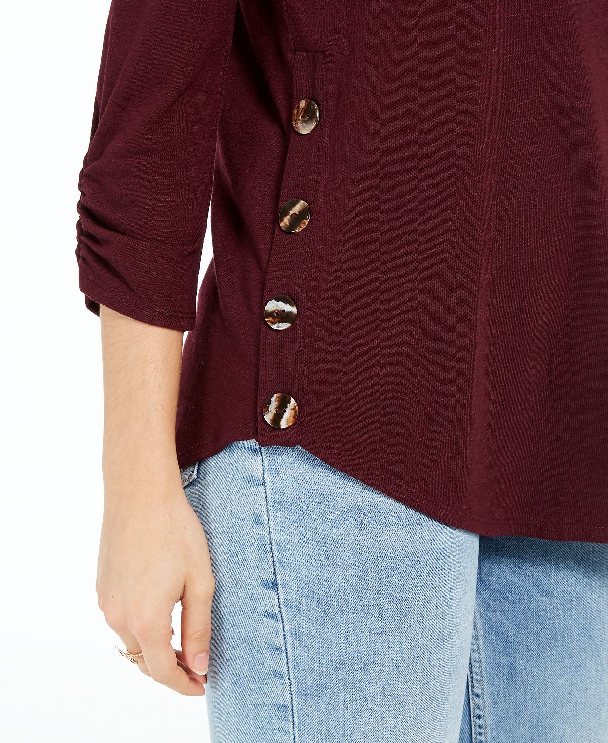 Blusa suéter BCX Junior com botões laterais, vinho, tamanho médio