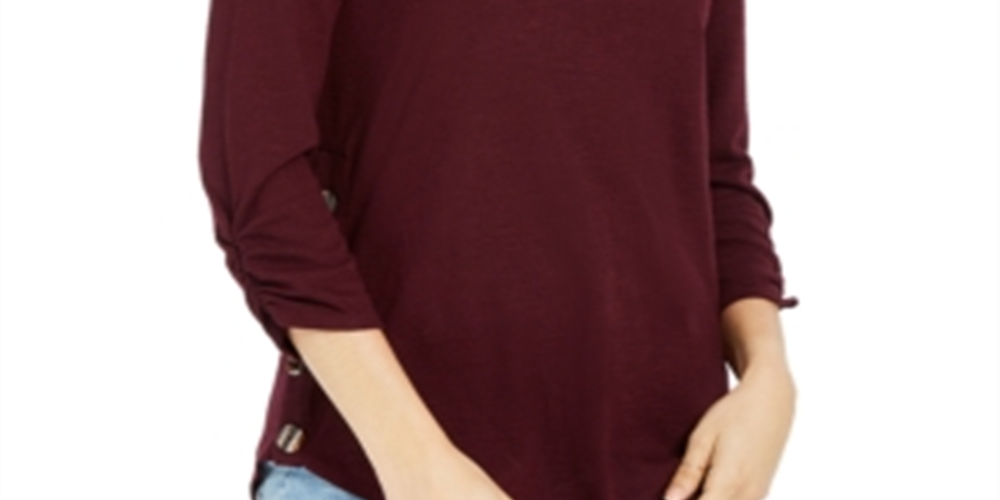 Blusa suéter BCX Junior com botões laterais, vinho, tamanho médio