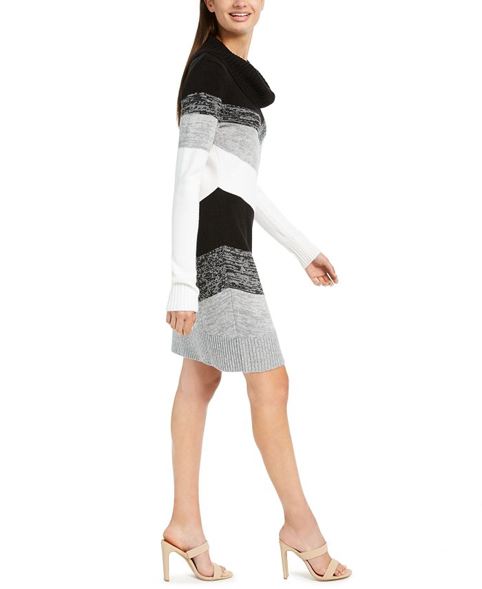 Vestido suéter feminino BCX com decote canoa e chevron, preto, tamanho XX-G
