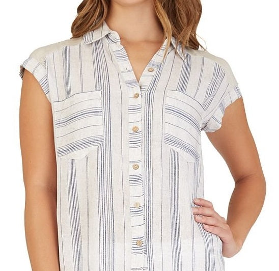 Camisa listrada BCX Junior Branca - Tamanho P