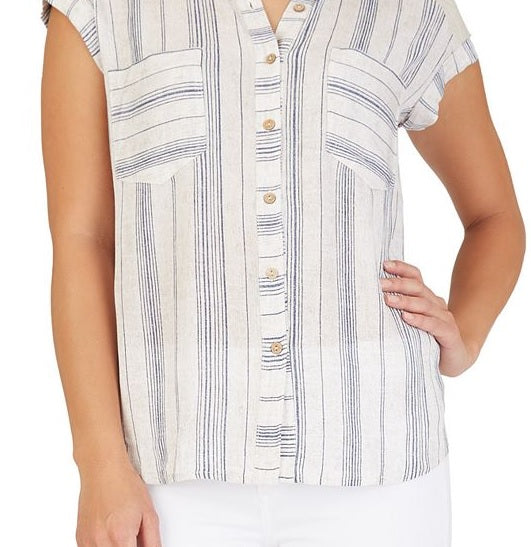 Camisa listrada BCX Junior Branca - Tamanho P