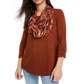 Blusa cachecol manga franzida Bcx Juniors marrom tamanho G