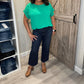 Judy Blue - High Waist Dark Cropped Wide Leg Raw Hem Denim