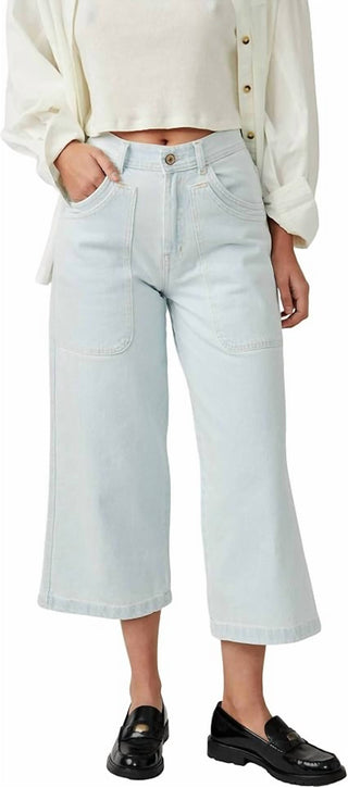 Free People - Calça Jeans Piper de Cintura Média Crop com Perna Larga