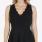 Vestido curto feminino sem mangas com bolso e decote em V, preto, tamanho grande