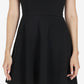 Vestido curto feminino sem mangas com bolso e decote em V, preto, tamanho grande