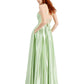 Vestido de cetim com amarração nas costas, sem palavras, tamanho 0, verde