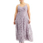 Vestido de noite feminino bordado com brilho sem palavras, roxo, 22W