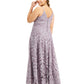 Vestido de noite feminino bordado com brilho sem palavras, roxo, 22W