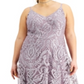 Vestido de noite feminino bordado com brilho sem palavras, roxo, 22W