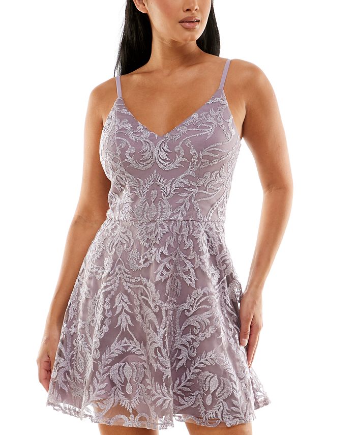 Vestido infantil com corte evasê bordado brilhante, roxo, tamanho 3
