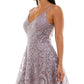 Vestido infantil com corte evasê bordado brilhante, roxo, tamanho 3
