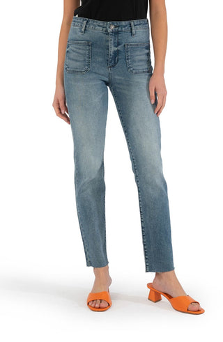 Calça jeans Kut From The Kloth Chrissie Fab Ab de cintura alta estilo cigarro, tamanho 00 da moda