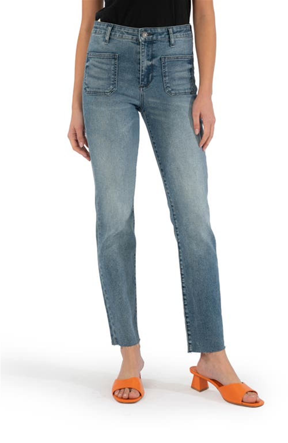 Calça jeans Kut From The Kloth Chrissie Fab Ab de cintura alta estilo cigarro, tamanho 00 da moda