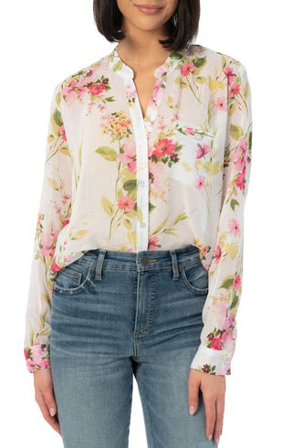 KUT da Kloth Top feminino marfim/verde jasmim tamanho grande