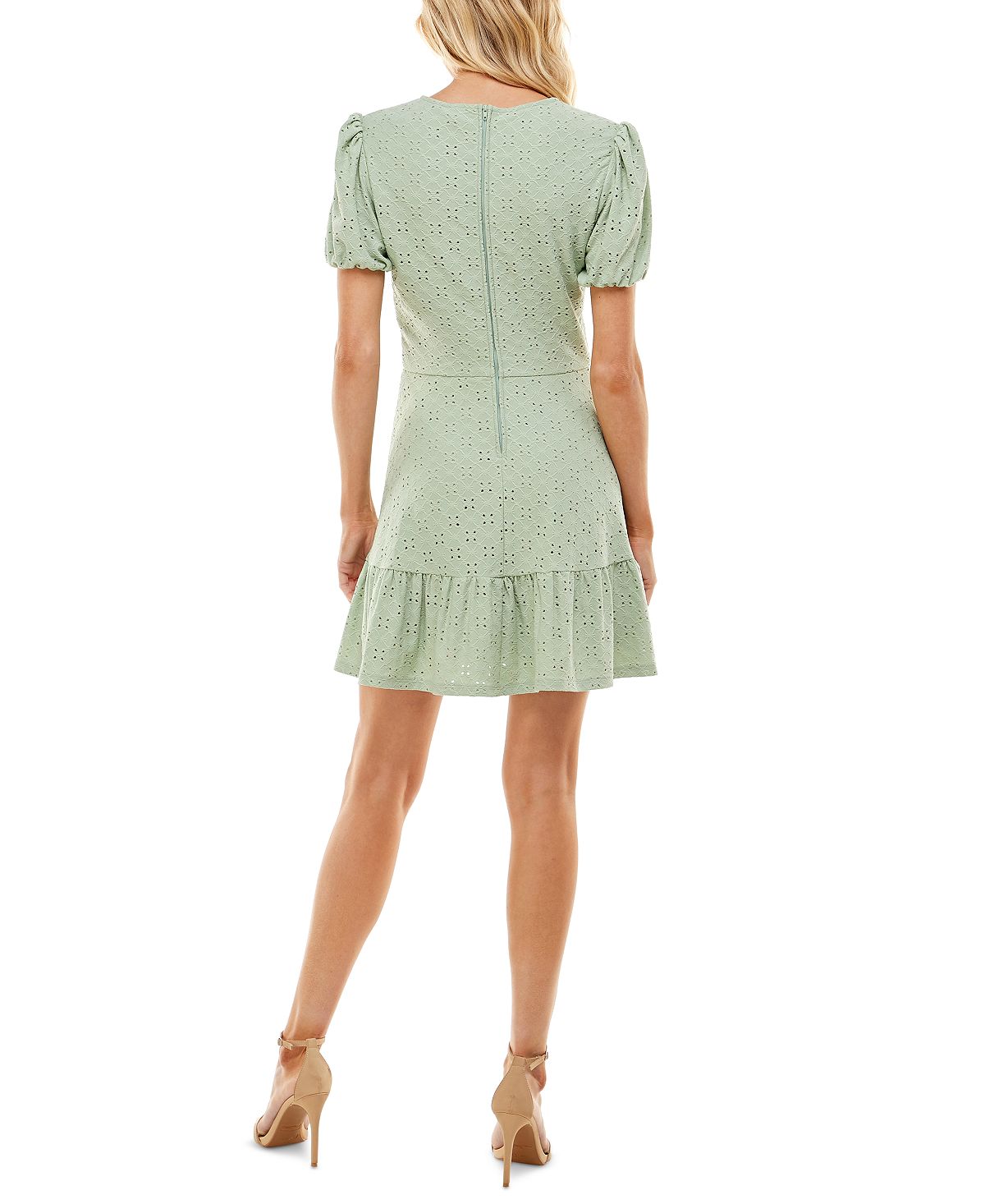 Vestido curto infantil sem palavras com ilhós verde tamanho XX-S