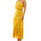 Vestido longo halter burnout júnior feminino sem palavras, amarelo, tamanho 7