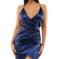 Vestido franzido de cetim sintético Speechless Junior's, azul, tamanho 9