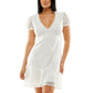 Vestido infantil de renda com ajuste e abertura frontal, tamanho grande, branco