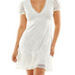 Vestido infantil de renda com ajuste e abertura frontal, tamanho grande, branco