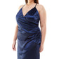 Vestido envelope feminino Speechless Trendy Plus de cetim sintético azul tamanho 16W