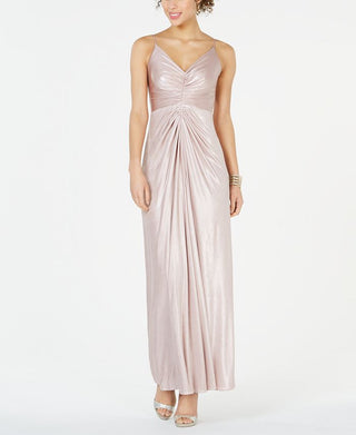 Adrianna Papell Women's Jersey Metallic Evening Dress Pink Size 14